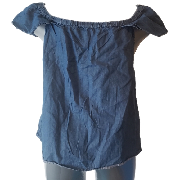 J.Crew Blue Chambray Off-Shoulder Top โ Size S - Picture 4 of 6